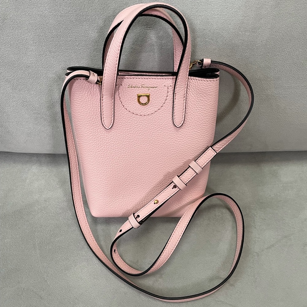 Ferragamo Mini Leather Tote Nylund Pink